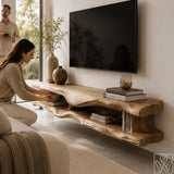 Wabi-Sabi Solid Wood Floating Tree Branch TV Stand