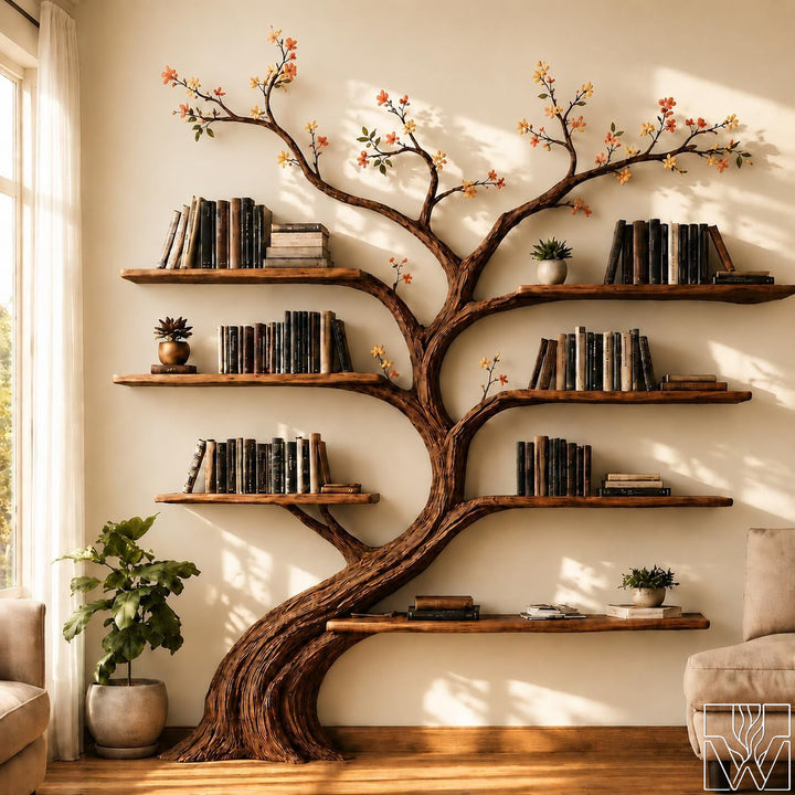 Handcrafted Natural Wood Tree Branch Display Shelf