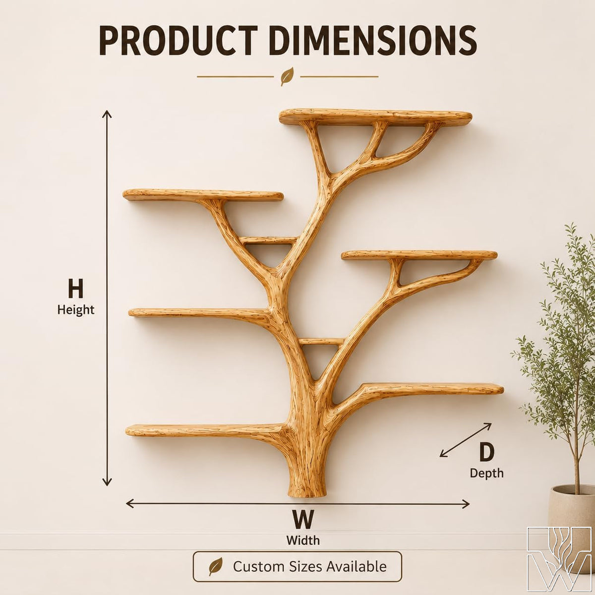 Rustic Tree Branch Bookshelf - Handcrafted Wood Shelf