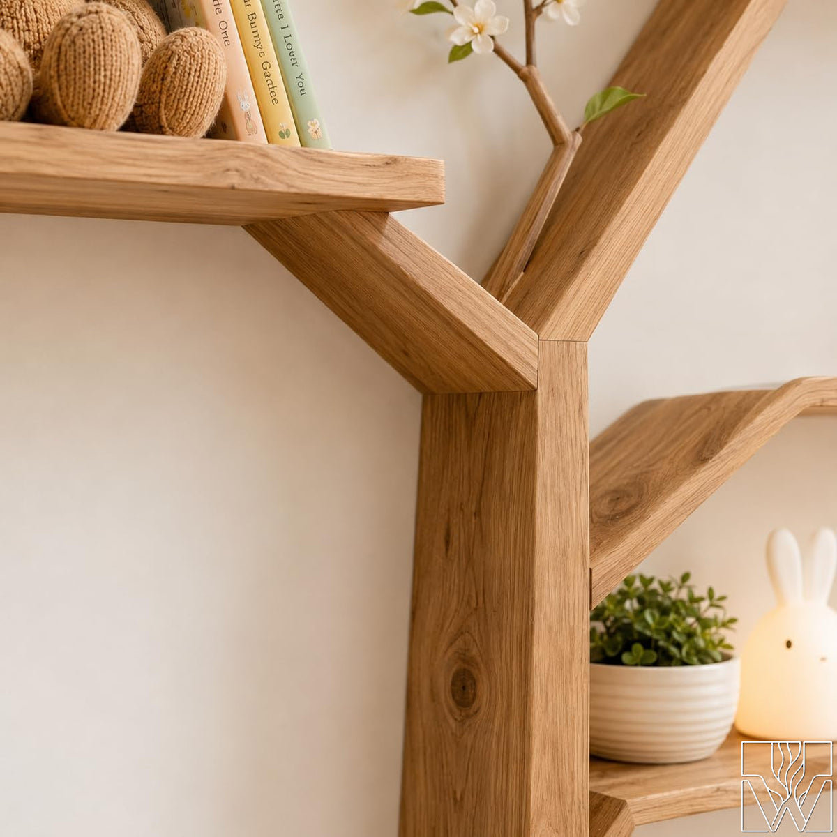 Tree Bookshelf with Branch Shelves, Wooden Standing Bookcase for Living Room, Entryway, Bedroom & Boho Rustic Home Decor - image 1