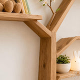 Tree Bookshelf with Branch Shelves, Wooden Standing Bookcase for Living Room, Entryway, Bedroom & Boho Rustic Home Decor - image 1