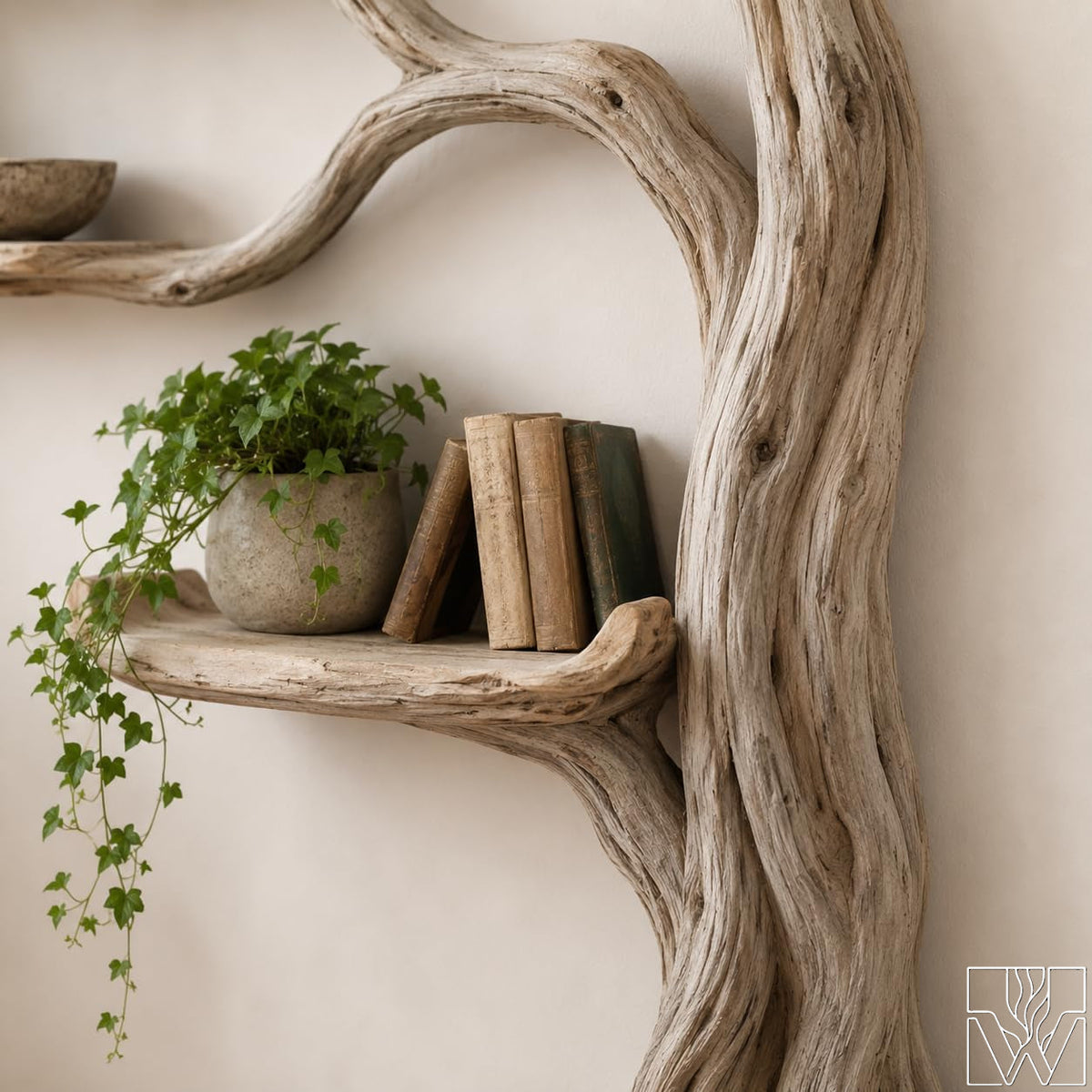 Tree Bookshelf with Branch Shelves, Wooden Standing Bookcase for Living Room, Entryway, Bedroom & Boho Rustic Home Decor - image 2