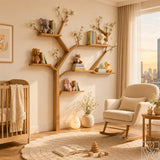 Tree Bookshelf with Branch Shelves, Wooden Standing Bookcase for Living Room, Entryway, Bedroom & Boho Rustic Home Decor - image 2
