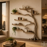 Tree Bookshelf with Branch Shelves, Wooden Standing Bookcase for Living Room, Entryway, Bedroom & Boho Rustic Home Decor - image 3