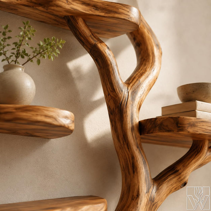 Driftwood Wall Mounted Floating Tree Branch Shelf