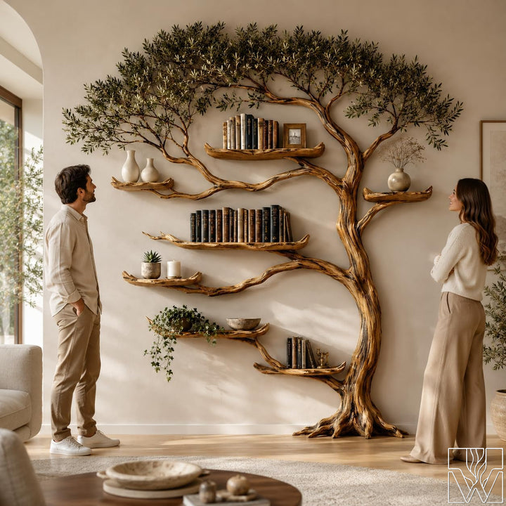 Handcrafted Tree Branch Floating Wall Bookcase Shelf