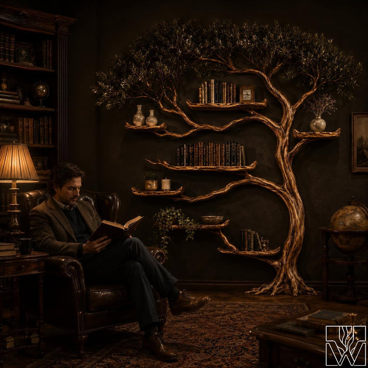 Handcrafted Tree Branch Floating Wall Bookcase Shelf