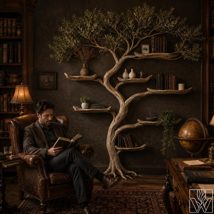 Handcrafted Tree Branch Floating Wall Bookcase Shelf