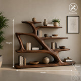Modern Sculptural Curved Solid Wood Bookcase Display Shelf