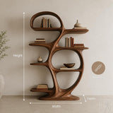 Modern Sculptural Curved Solid Wood Bookshelf Decor