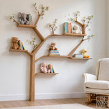Handcrafted Natural Wood Tree Branch Bookshelf for Nursery