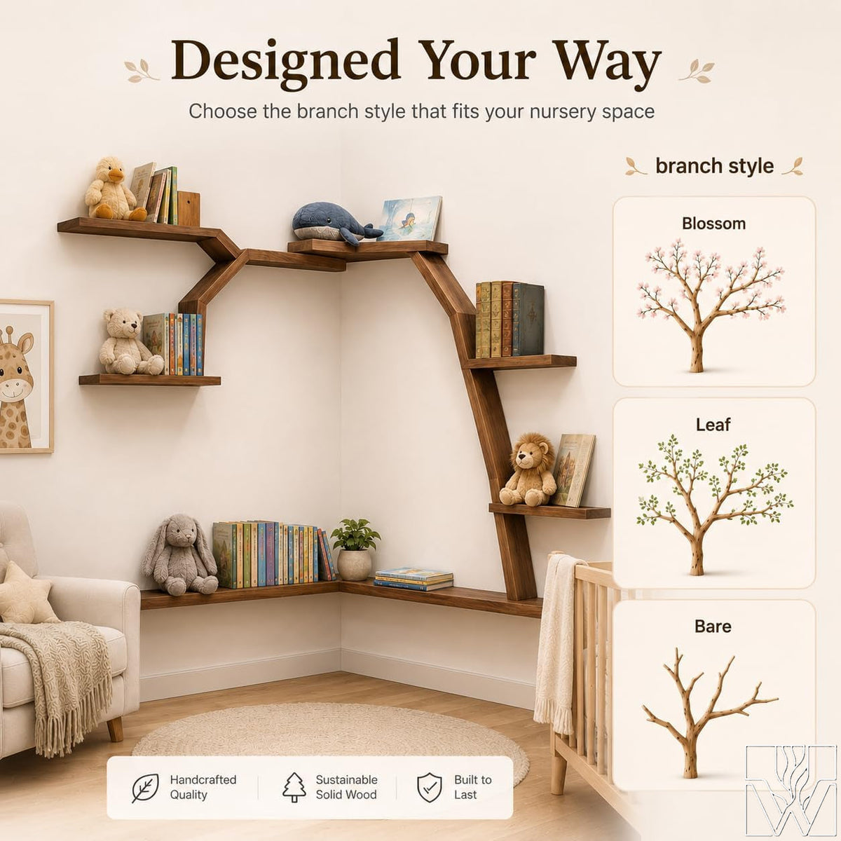 Large Handcrafted Tree Branch Corner Bookshelf - Image 4