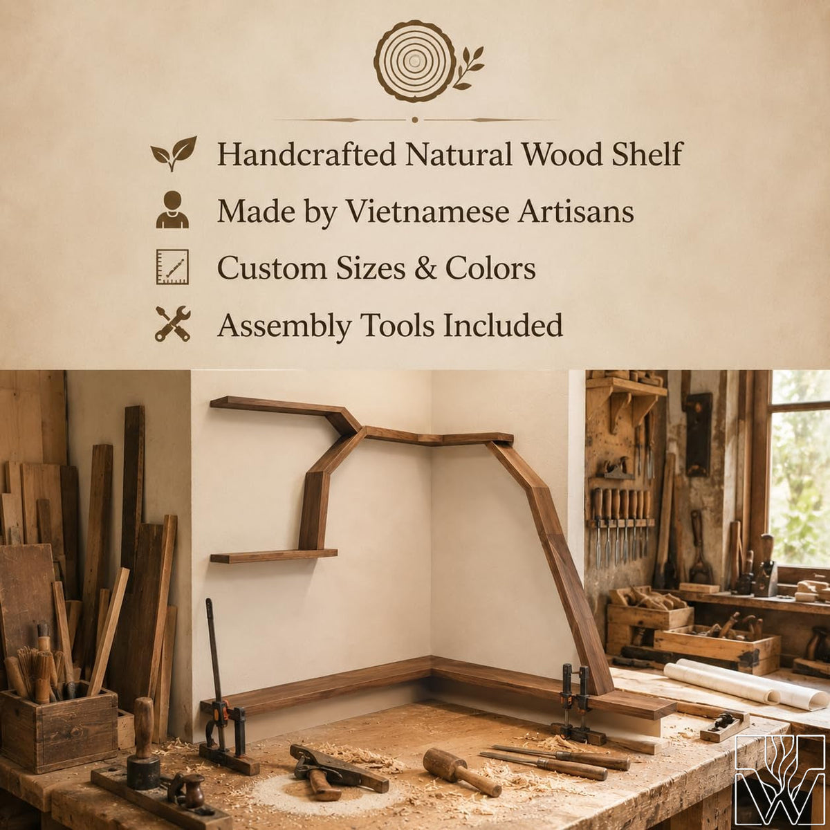 Large Handcrafted Tree Branch Corner Bookshelf - Image 5