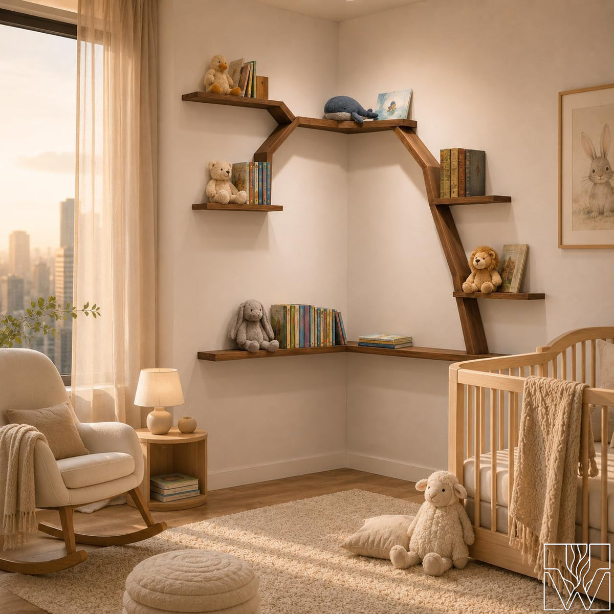 Large Handcrafted Tree Branch Corner Bookshelf - Image 6