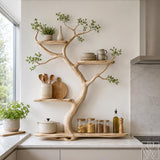 Handcrafted Natural Wood Tree Branch Floating Wall Shelf - Image 1