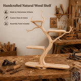 Handcrafted Natural Wood Tree Branch Floating Wall Shelf - Image 5