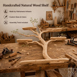 Handcrafted Natural Wood Tree Branch Floating Wall Shelf - Image 5