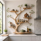 Handcrafted Natural Wood Tree Branch Floating Wall Shelf - Image 1