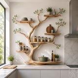Handcrafted Natural Wood Tree Branch Floating Wall Shelf - Image 1