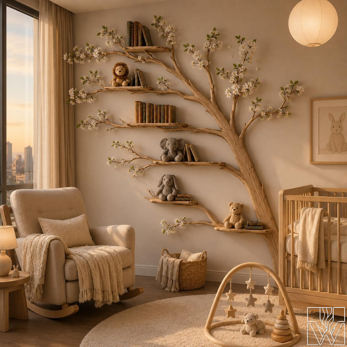 Handcrafted Wood Tree Branch Bookshelf for Nursery Room - Image 6