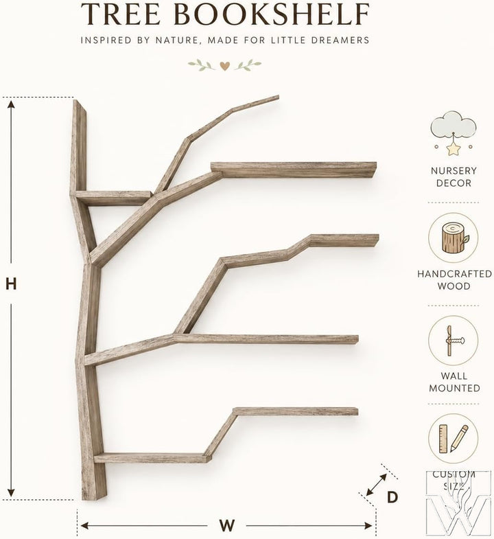 Handcrafted Wood Tree Branch Bookshelf for Nursery Room - Image 2
