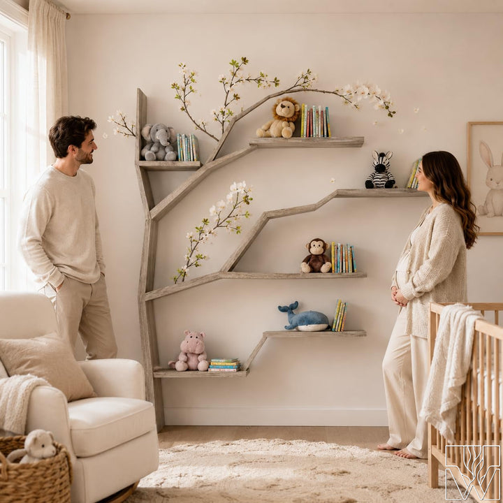 Handcrafted Wood Tree Branch Bookshelf for Nursery Room - Image 3