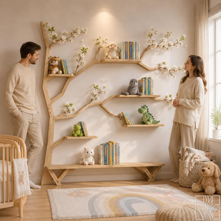 Handcrafted Wood Tree Branch Bookshelf for Nursery Room - Image 3