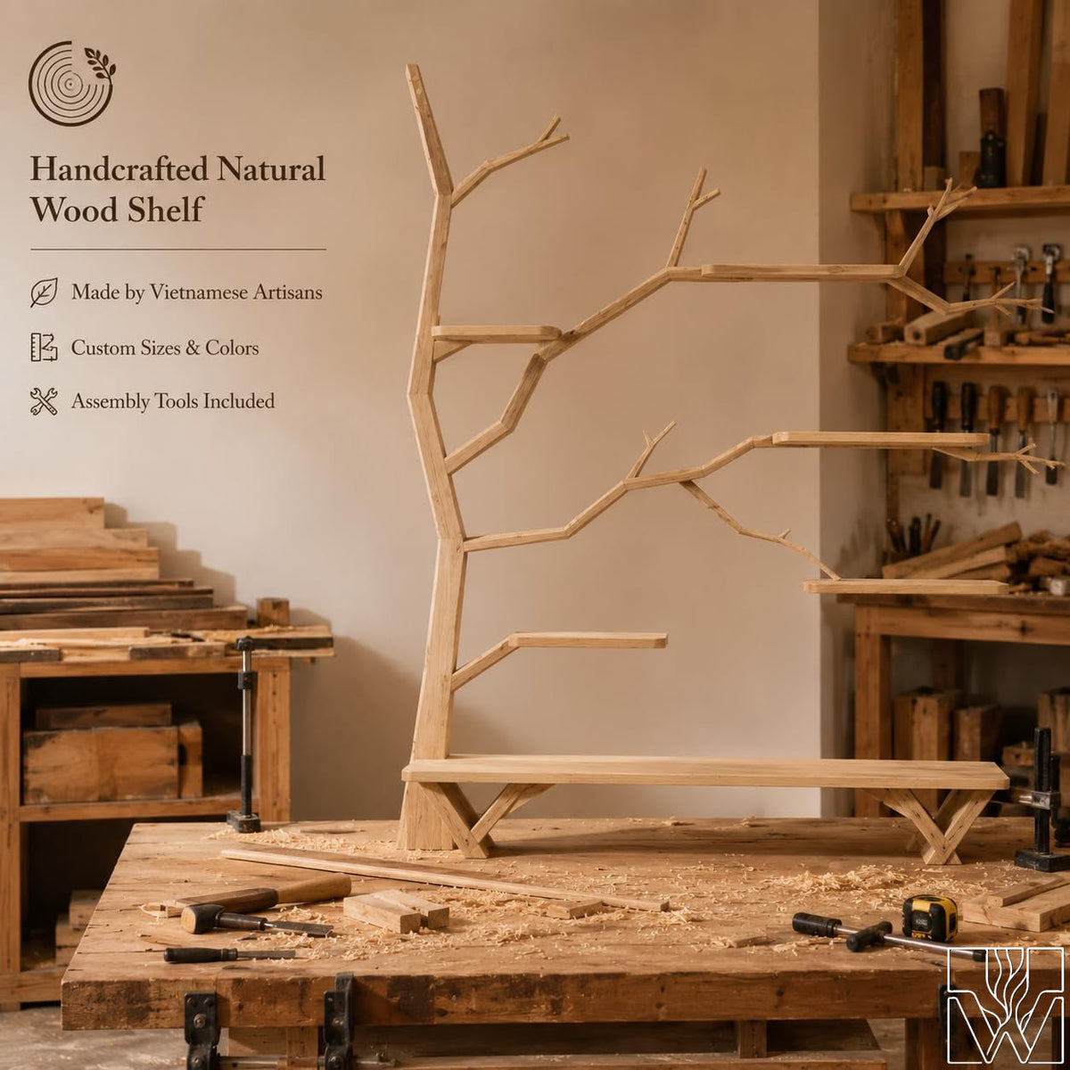 Handcrafted Wood Tree Branch Bookshelf for Nursery Room - Image 5