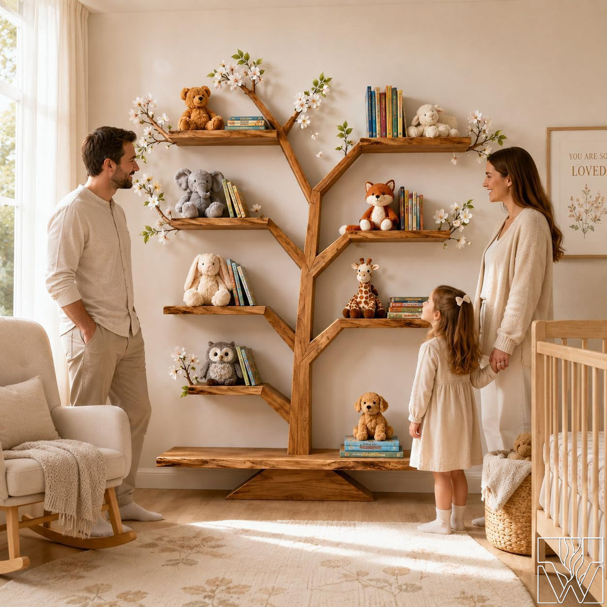 Handcrafted Wood Tree Branch Bookshelf for Nursery Room - Image 3