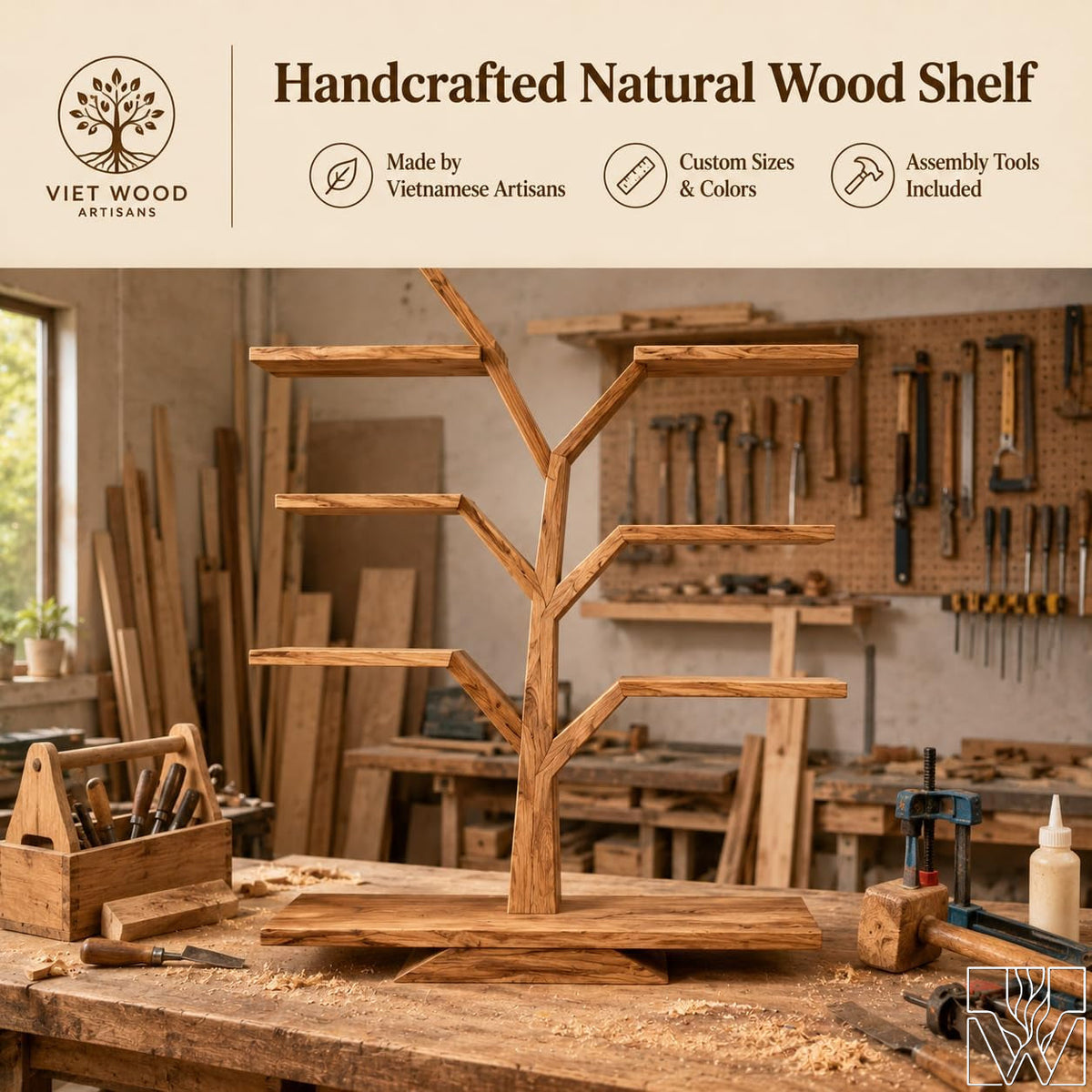 Handcrafted Wood Tree Branch Bookshelf for Nursery Room - Image 5