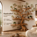 Handcrafted Natural Wood Corner Tree Shelf - The Canyon Root Canopy