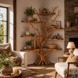 Handcrafted Natural Wood Corner Tree Shelf - Mesa Spirit Arbor