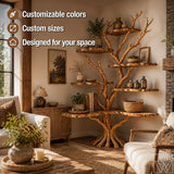 Handcrafted Natural Wood Corner Tree Shelf - Mesa Spirit Arbor