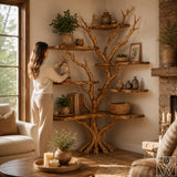 Handcrafted Natural Wood Corner Tree Shelf - Mesa Spirit Arbor