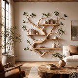 Handcrafted Tree Branch Bookshelf - The Whispering Sequoia