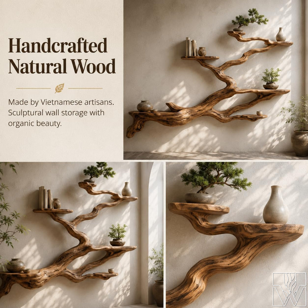 Handcrafted Tree Branch Bookshelf - The Mesa Drift Canopy