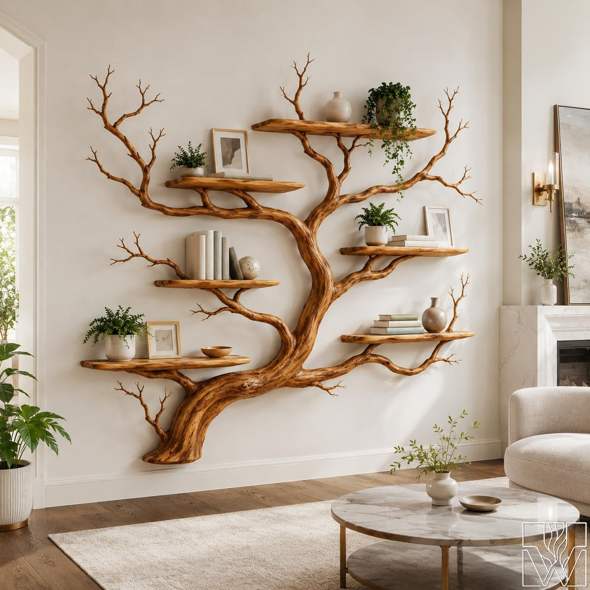 Handcrafted Tree Branch Bookshelf - Canyon Spirit Arbor