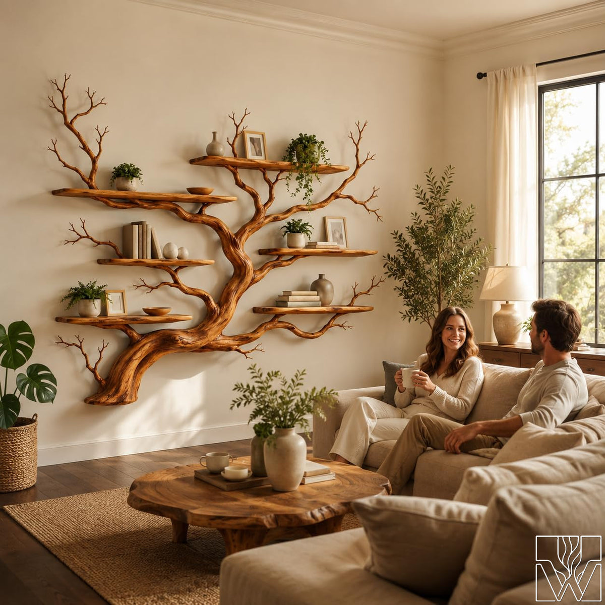 Handcrafted Tree Branch Bookshelf - Canyon Spirit Arbor