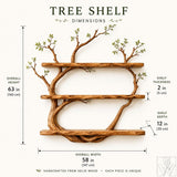Natural Wood Multi-Layer Tree Branch Floating Shelf