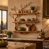 Natural Wood Multi-Layer Tree Branch Floating Shelf