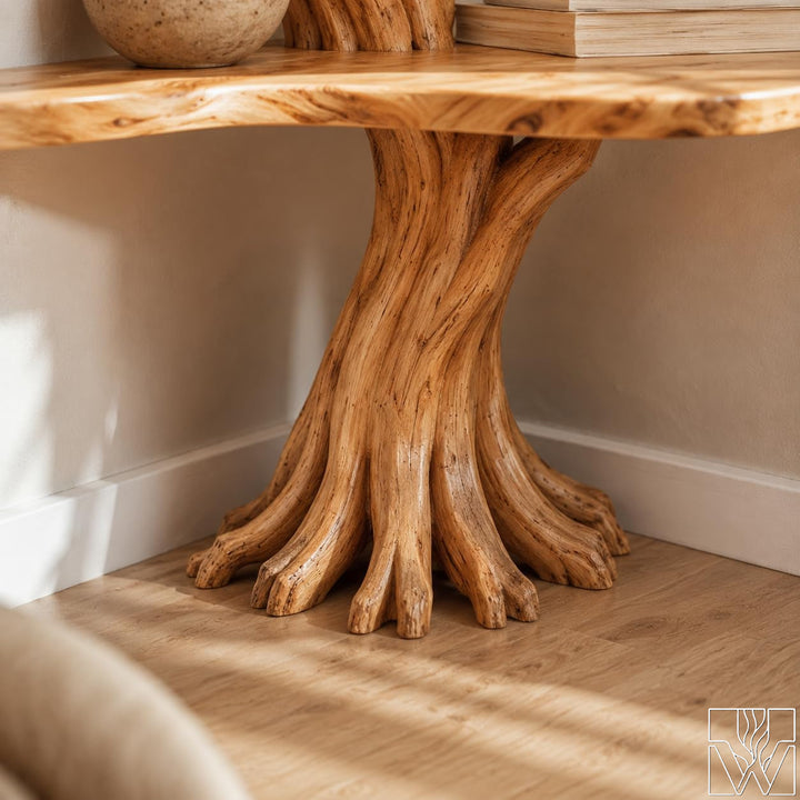 Rustic Solid Wood Tree Branch Corner Wall Bookshelf
