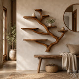 Rustic Solid Wood Tree Branch Wall Mounted Bookshelf