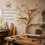 Multi-Layer Sculptural Wood Tree Branch Wall Shelf