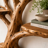 Multi-Layer Sculptural Wood Tree Branch Wall Shelf