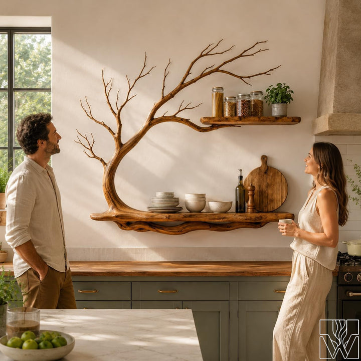 Unique Natural Wood Tree Branch Floating Wall Shelf