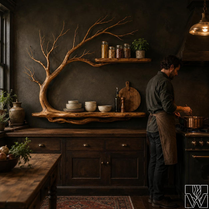Unique Natural Wood Tree Branch Floating Wall Shelf