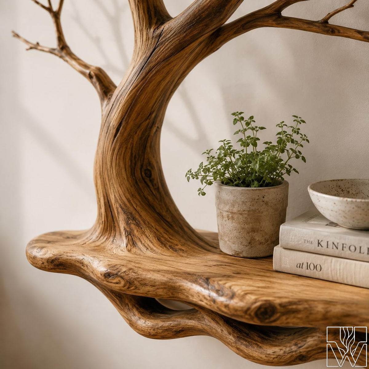 Unique Natural Wood Tree Branch Floating Wall Shelf