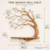 Handcrafted Natural Wood Tree Branch Floating Shelf