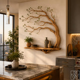 Handcrafted Natural Wood Tree Branch Floating Shelf