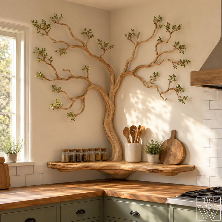 Premium Handcrafted Natural Wood Branch Corner Shelf